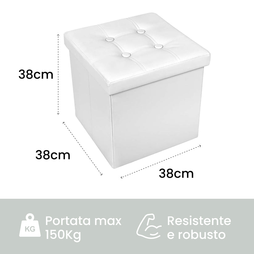 Pouf Contenitore Quadrato in Ecopelle – Design Elegante e Funzionalità Salvaspazio