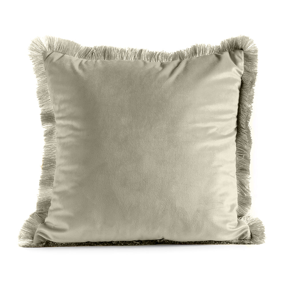 Cuscino Decorativo Sfoderabile in Velluto con Frange