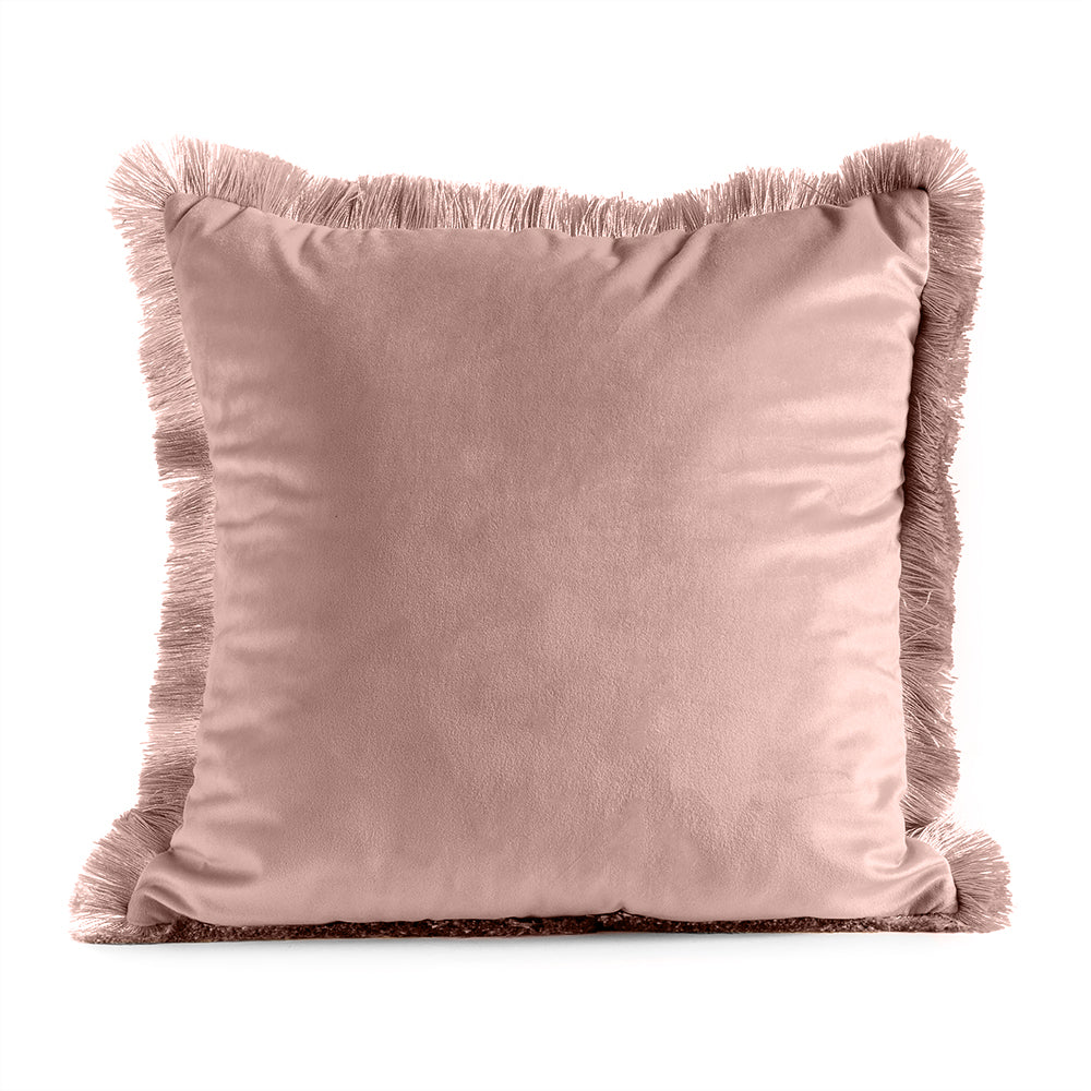 Cuscino Decorativo Sfoderabile in Velluto con Frange
