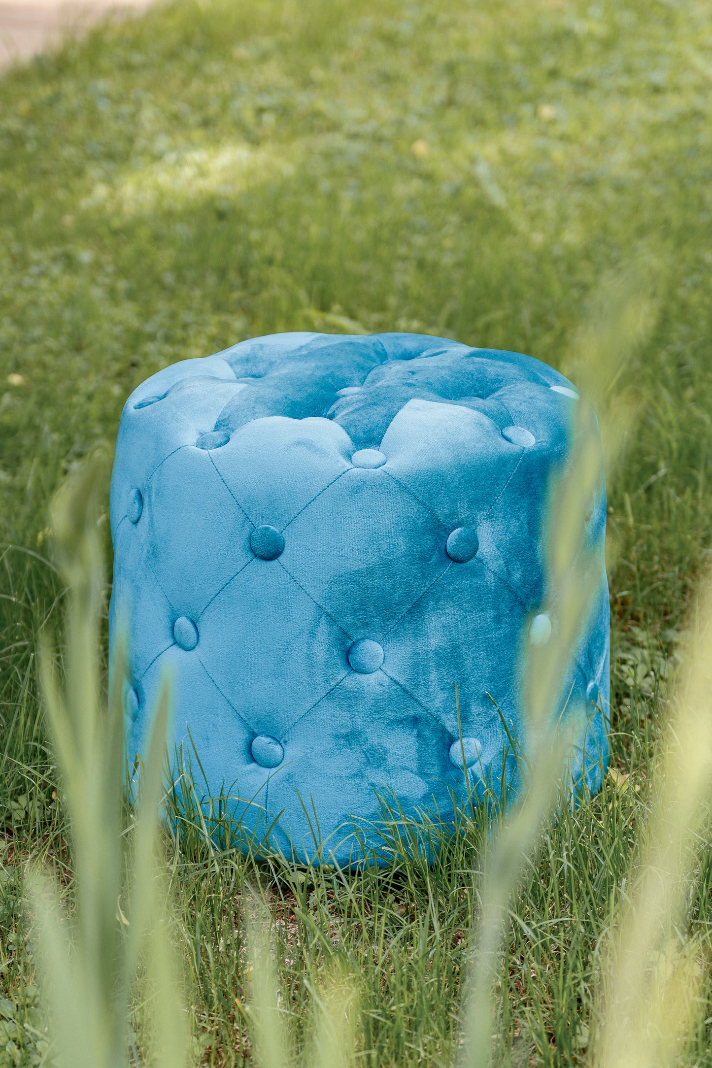 Pouf Sgabello Arredo Tondo in Velluto 40Øx36 cm