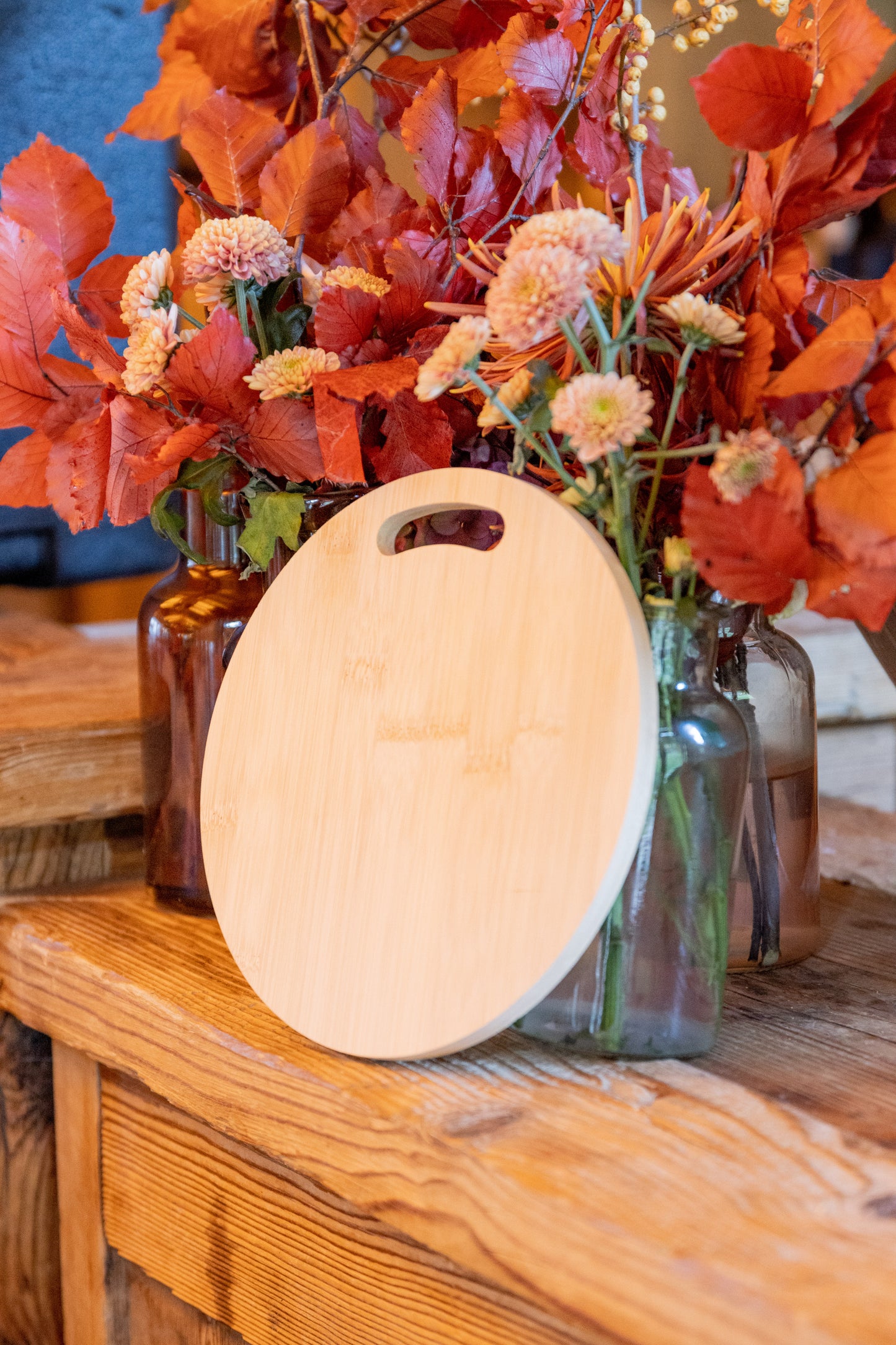 Tagliere da Cucina Rotondo in Legno di Bambù o Acacia