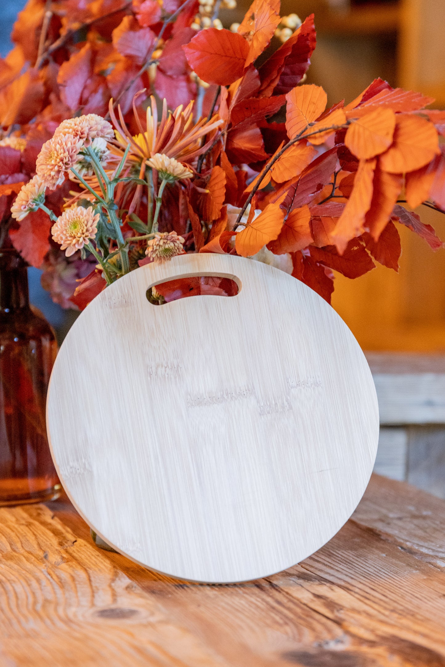 Tagliere da Cucina Rotondo in Legno di Bambù o Acacia