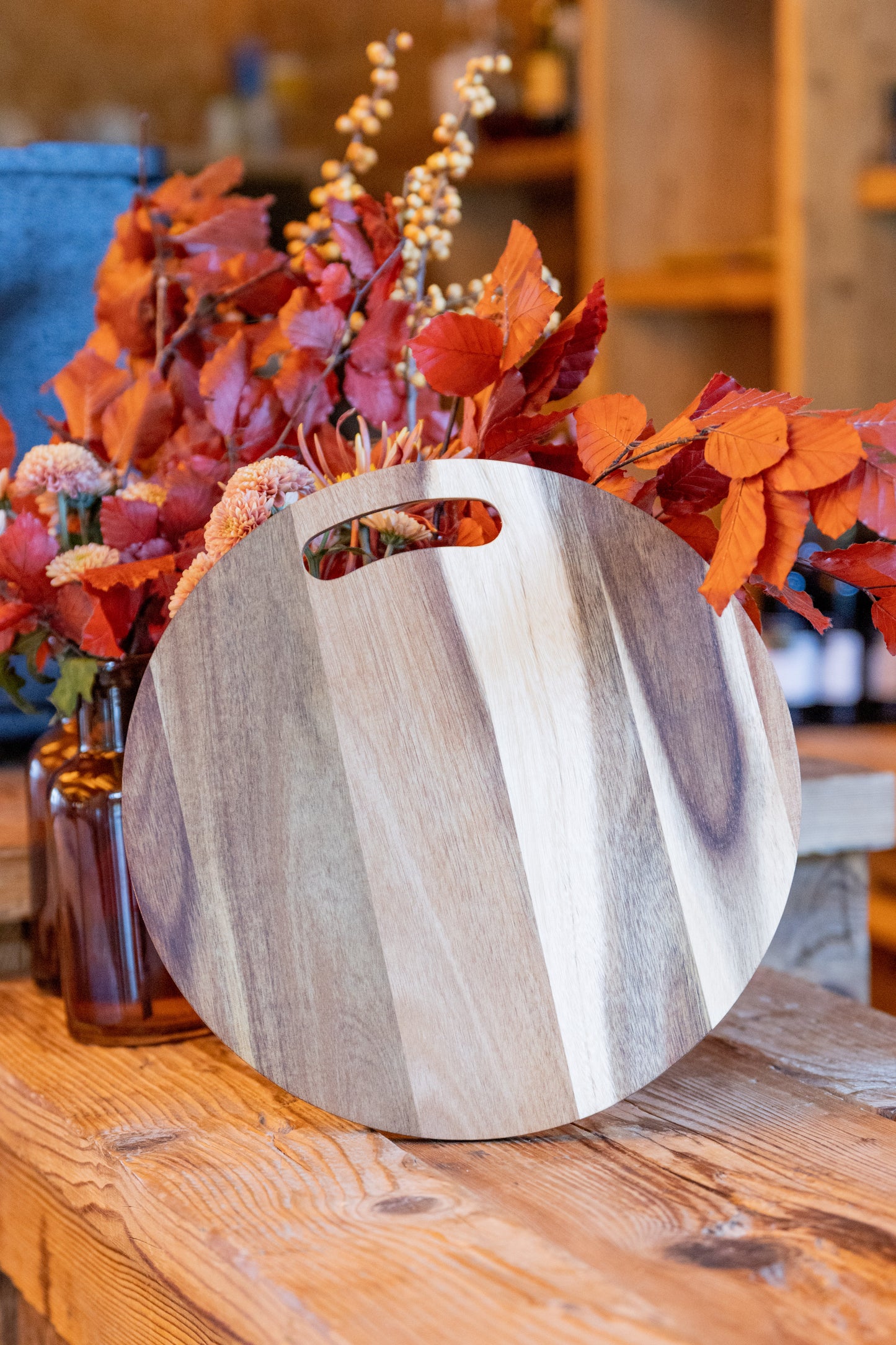 Tagliere da Cucina Rotondo in Legno di Bambù o Acacia