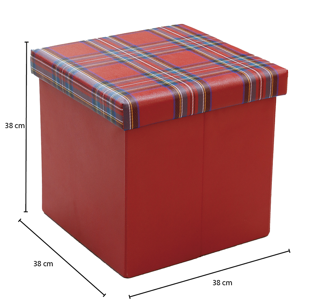 Pouf Contenitore Quadrato 38x38x38h cm Tartan Scozzese