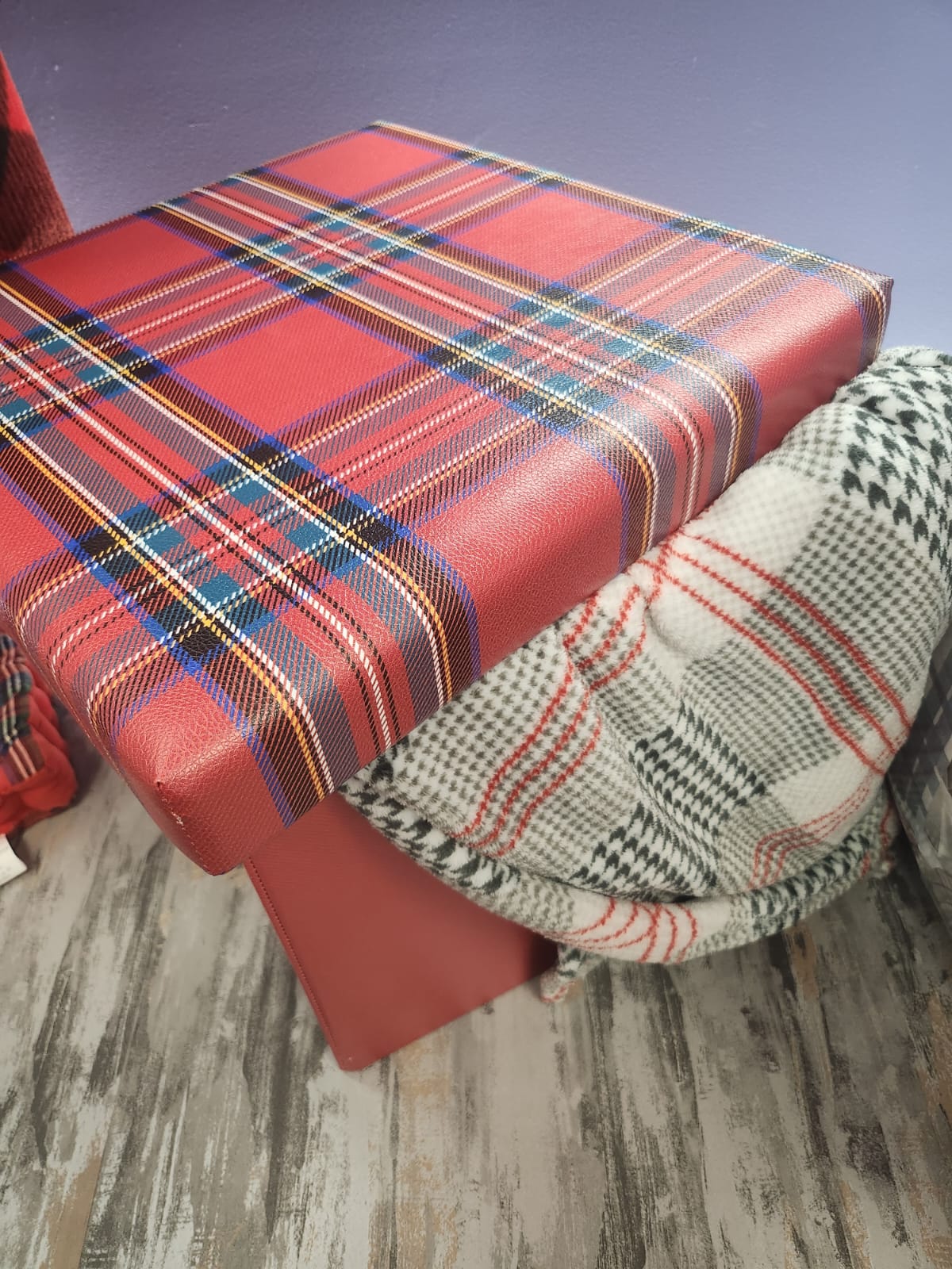 Pouf Contenitore Quadrato 38x38x38h cm Tartan Scozzese