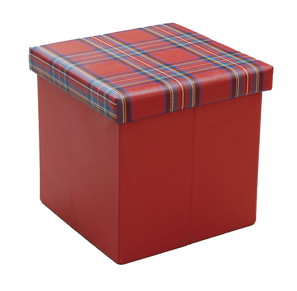 Pouf Contenitore Quadrato 38x38x38h cm Tartan Scozzese