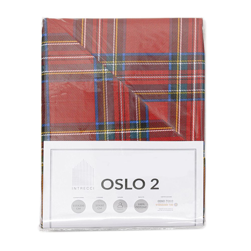 Completo Lenzuola Oslo Tartan Scozzese in Cotone